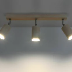 Plafonnier en bois et acier chromé Berge 3 - Sollux