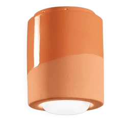 Plafonnier en céramique orange pêche 12,5x14cm PI - Ferroluce