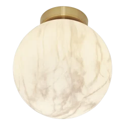 Plafonnier en fer et globe en verre impression marbre blanc et or 22x26cm Carrara - It's about Romi