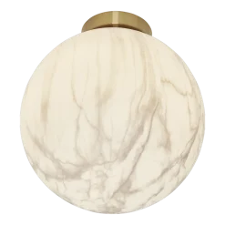 Plafonnier en fer et globe en verre impression marbre blanc et or 28x32cm Carrara - It's about Romi