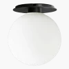 Plafonnier en verre opale blanc et acier poudré noir Tim Rundle - Audo
