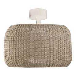 Plafonnier led dimmable triac en aluminium blanc et abat-jour beige clair 50x43cm Fora - Bover