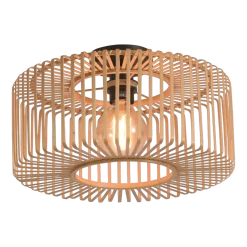 Plafonnier rond en bambou naturel et fer 40x18cm Bromo - Good & Mojo