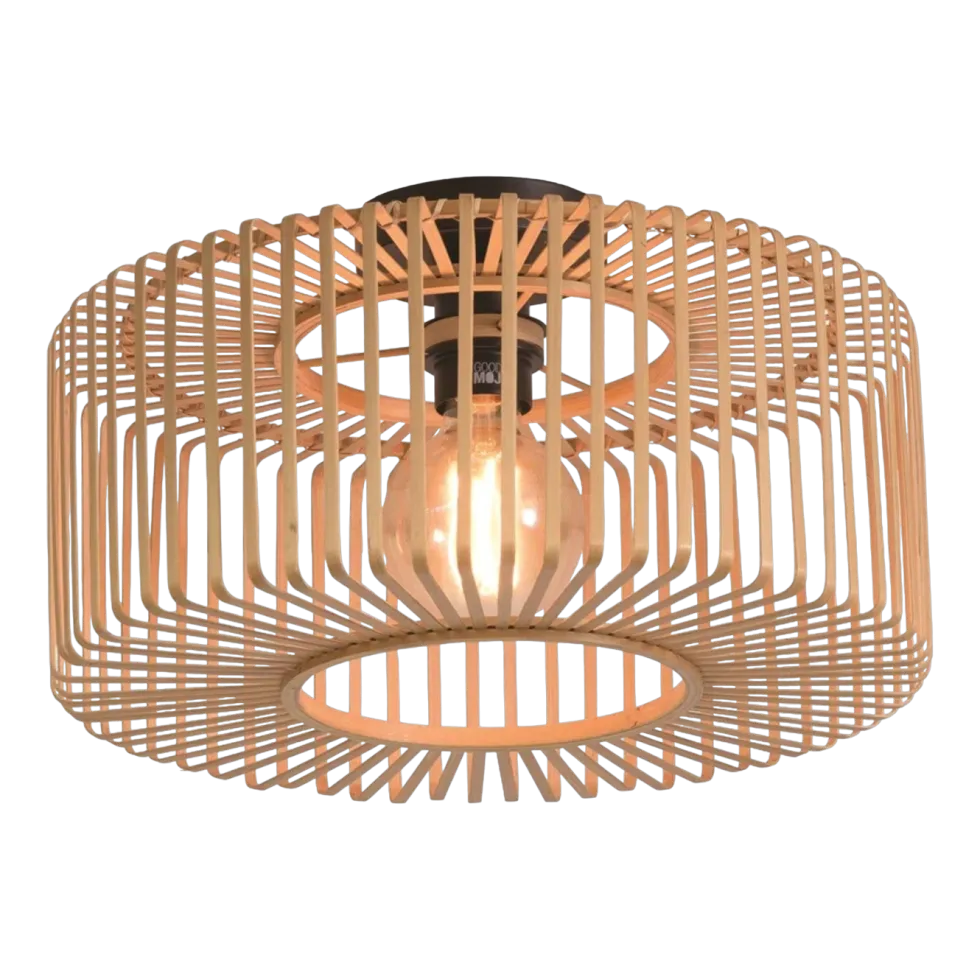 Plafonnier rond en bambou naturel et fer 40x18cm Bromo - Good & Mojo