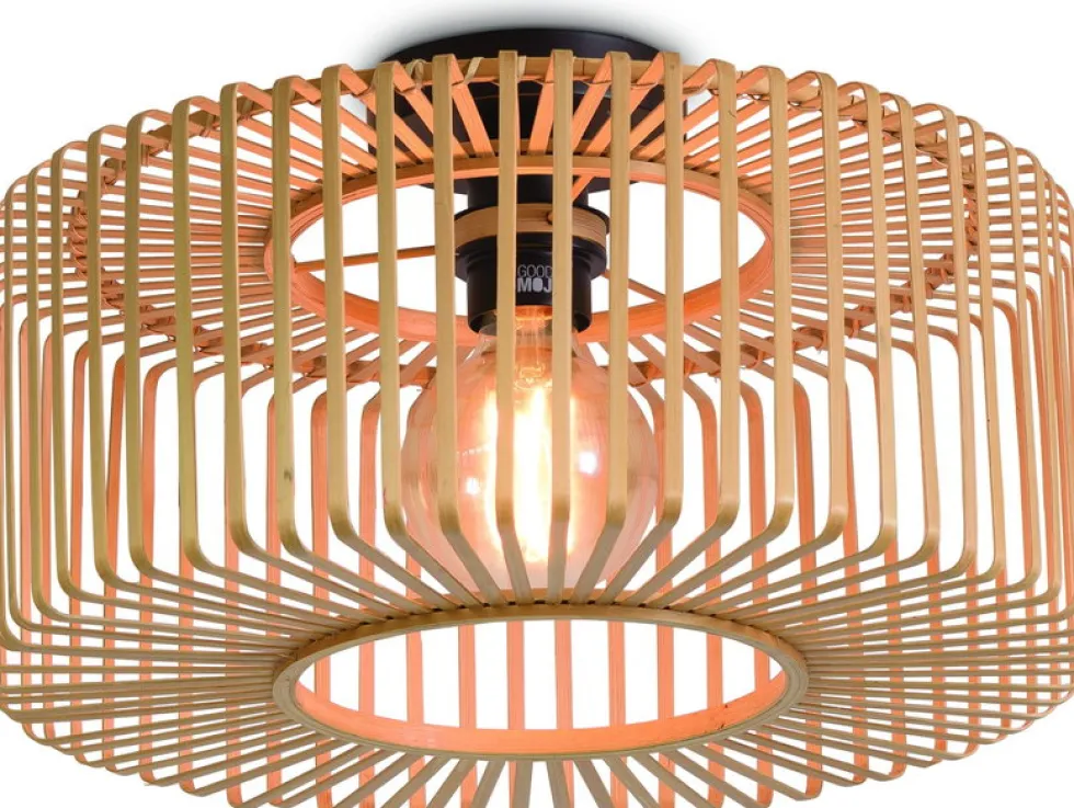 Plafonnier rond en bambou naturel et fer 40x18cm Bromo - Good & Mojo