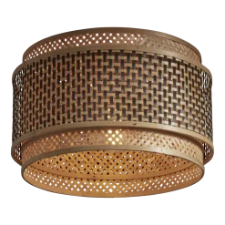Plafonnier rond en bambou noir et naturel 40x25 cm Bhutan - Good & Mojo