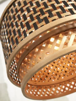 Plafonnier rond en bambou noir et naturel 40x25 cm Bhutan - Good & Mojo