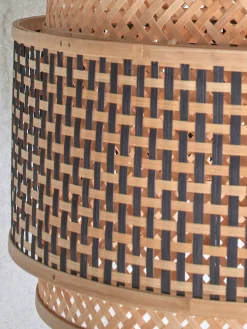 Plafonnier rond en bambou noir et naturel 40x25 cm Bhutan - Good & Mojo
