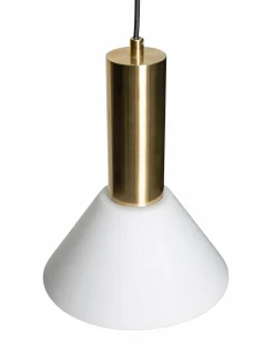 Plafonnier rond en laiton brun et verre blanc Contrast 25cm - Hübsch