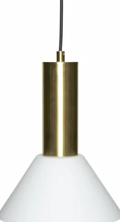Plafonnier rond en laiton brun et verre blanc Contrast 25cm - Hübsch