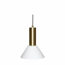 Plafonnier rond en laiton brun et verre blanc Contrast 25cm - Hübsch