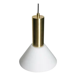 Plafonnier rond en laiton brun et verre blanc Contrast 25cm - Hübsch