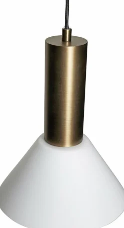 Plafonnier rond en laiton doré et verre blanc 25 cm Contrast - Hübsch