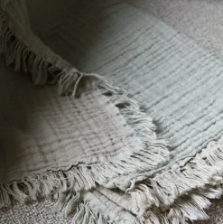 Plaid carré en coton organique nuage et ardoise 260 x 260 cm Collect SC33 - &tradition
