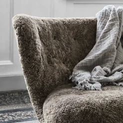 Plaid carré en coton organique nuage et lait 260 x 260 cm Collect SC33 - &tradition