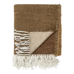 plaid en acrylique marron Ara Throw - Bloomingville