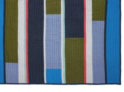 Plaid en coton bleu et vert foncé 140x200cm Pavilion - Hübsch