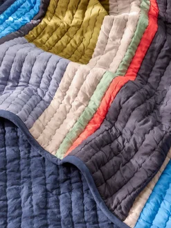 Plaid en coton bleu et vert foncé 140x200cm Pavilion - Hübsch