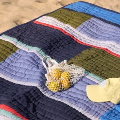 Plaid en coton bleu et vert foncé 140x200cm Pavilion - Hübsch