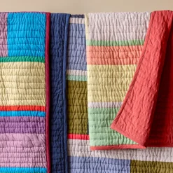 Plaid en coton bleu et vert foncé 140x200cm Pavilion - Hübsch