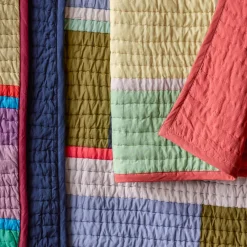 Plaid en coton bleu et vert foncé 140x200cm Pavilion - Hübsch
