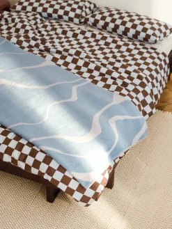 Plaid en coton bleu givré 200x150cm Felu - Noo.ma