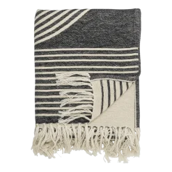 Plaid en coton noir 150x130cm Anek - Bloomingville