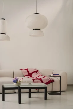 Plaid en coton rose fleuri et jus de cerise 150 x 200 cm Gilli - noo.ma