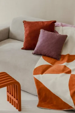 Plaid en coton terracotta et lilas 150 x 200 cm Tul - noo.ma