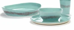 Plat de service bleu avec motif rouge - Serax