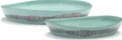 Plat de service bleu avec motif rouge - Serax