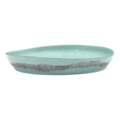 Plat de service bleu azure avec motif rouge - Serax