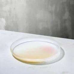 Plat de service jaune et beige 35cm Pigmento - Nude Glass