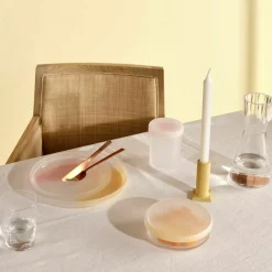 Plat de service jaune et beige 35cm Pigmento - Nude Glass