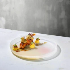 Plat de service jaune et beige 35cm Pigmento - Nude Glass
