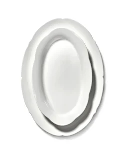 Plat de service ovale en porcelaine blanche 30x21x1,5cm L Silhouette - Serax