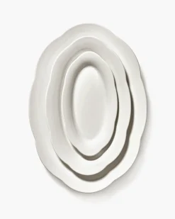Plat de service ovale en porcelaine blanche 30x21x3,2cm L Silhouette - Serax