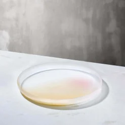 Plat de service Pigmento 28 Cm Beige & Rose Sprayed - Nude Glass