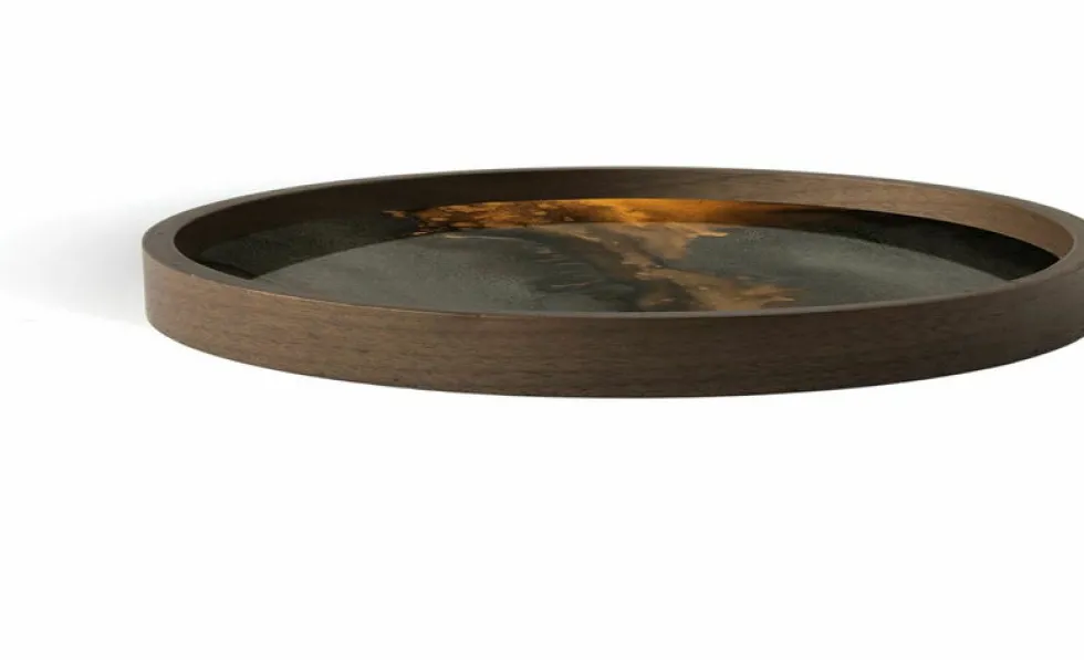 Plateau de service rond en verre 30 cm Bronze Organic - Ethnicraft Accessories