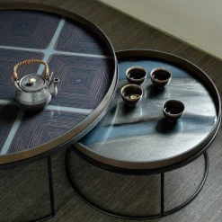 Plateau en verre organique graphite L Linear Flow - Ethnicraft Accessories