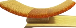 Plateau incurvé en bois et verre ambre 25cm LOUPY - Mlle Jo