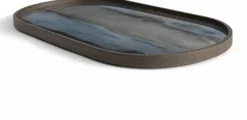 Plateau ovale en verre organique graphite M Linear Flow - Ethnicraft Accessories