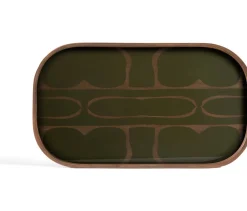 Plateau rectangulaire en verre sérigraphié vert 71x36cm Second nature - ethnicraft accessories