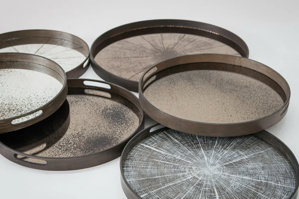Plateau rond en miroir Bronze Slice - Ethnicraft Accessories