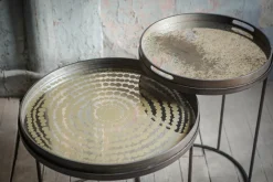 Plateau rond en miroir Gold Beads - Ethnicraft Accessories