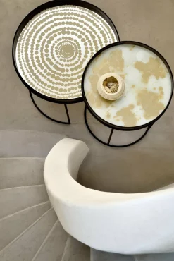 Plateau rond en miroir Gold Beads - Ethnicraft Accessories