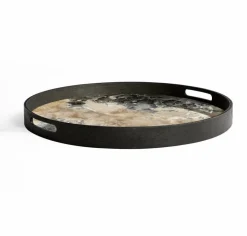 Plateau rond en verre noir 48 cm Organic - Ethnicraft Accessories