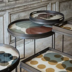 Plateau rond en verre Overlapping Dots L - Ethnicraft Accessories