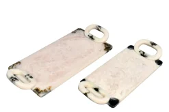 2 plateaux en résine noir et crème Rih - Versmissen