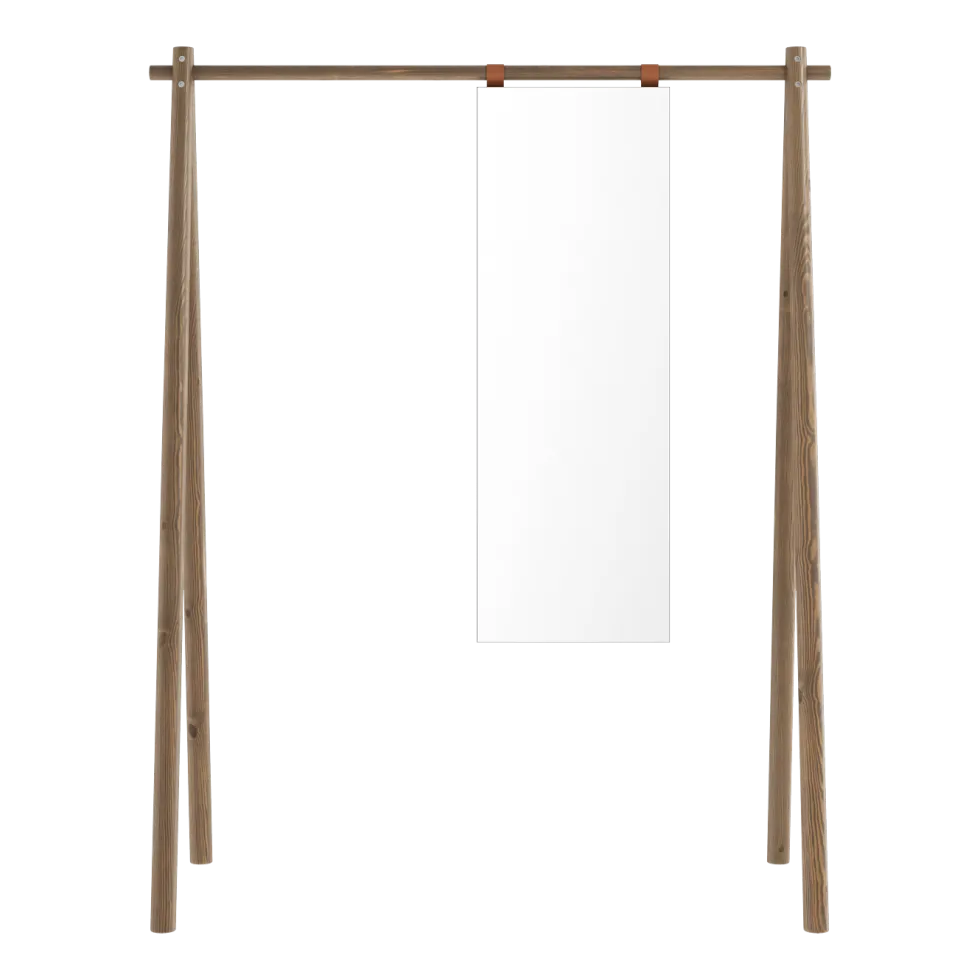 Portant avec miroir en pin foncé laqué 74 x 150 x 177 cm Hongi - Karup Design